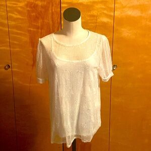 White Beautiful Sheer set Anthropologie